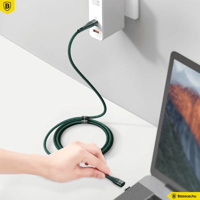 Baseus Zinc mágneses adat és töltőkábel Type-C / Type-C 100W 1,5m - Zöld